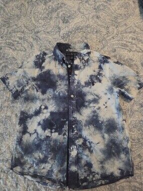 Polo by Ralph Lauren Navy and White Tie-Dye Short Sleeve Button-Down